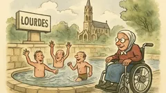 Witz: Pilger baden in Lourdes ...